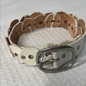 Rolf’s genuine leather off white circle and rivet belt size large